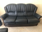 Leder-Stil-Garnitur 3er und 2er Sofa, dunkelblau Leder-Stil-Garnitur 3er und 2er Sofa, dunkelblau