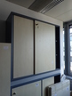 Blaha Aktenschrank blau-Ahorn, ca. B 120 x T 42 x H 120 cm, 3 Ordnerhöhen Blaha Aktenschrank blau-Ahorn, ca. B 120 x T 42 x H 120 cm, 3 Ordnerhöhen