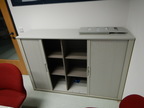 Werkstätten-Archivschrank Fab. K & N, mit Schiebetüren ca. L 160 x T 43 x H 110 cm, 3 Ordnerhöhen Werkstätten-Archivschrank Fab. K & N, mit Schiebetüren ca. L 160 x T 43 x H 110 cm, 3 Ordnerhöhen