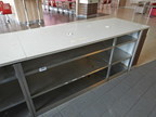 Edelstahl-Arbeitstisch-Pultverbau mit Sichtblende ca. 200x80x90 cm Edelstahl-Arbeitstisch-Pultverbau mit Sichtblende ca. 200x80x90 cm