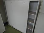 Aktenschrank mit Schiebetüren grau ca. 160x155 cm 4 Ordnerhöhen Aktenschrank mit Schiebetüren grau ca. 160x155 cm 4 Ordnerhöhen