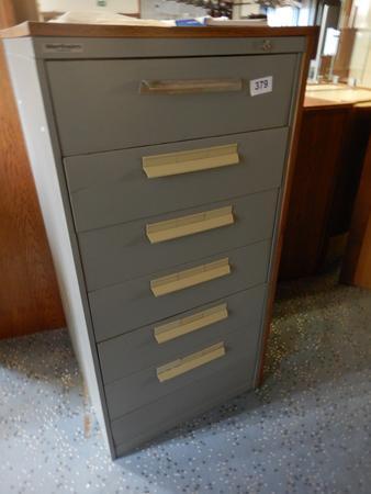 Metall-,Archivauszugsladenschrank ca. 66x66x135 cm mit 6 Laden