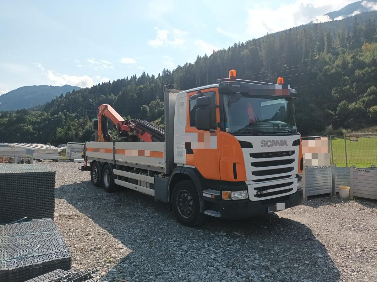 LKW Scania G480 mit Pritsche und Palfinger Kran PK 34002, BJ 04/2013, 3 Achsen, 6 Räder, Länge der Ladefläche 6800mm, EG 15700 kg, Diesel?d=2024-11-14 07:54:30