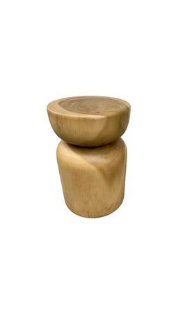 Holzbeistelltisch, Teakholt, Holzpouf 45cm