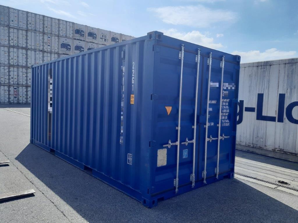 20 Fuß ISO See- und Lagercontainer, RAL5010 enzianblau, Containernummer: PSXU257384-8