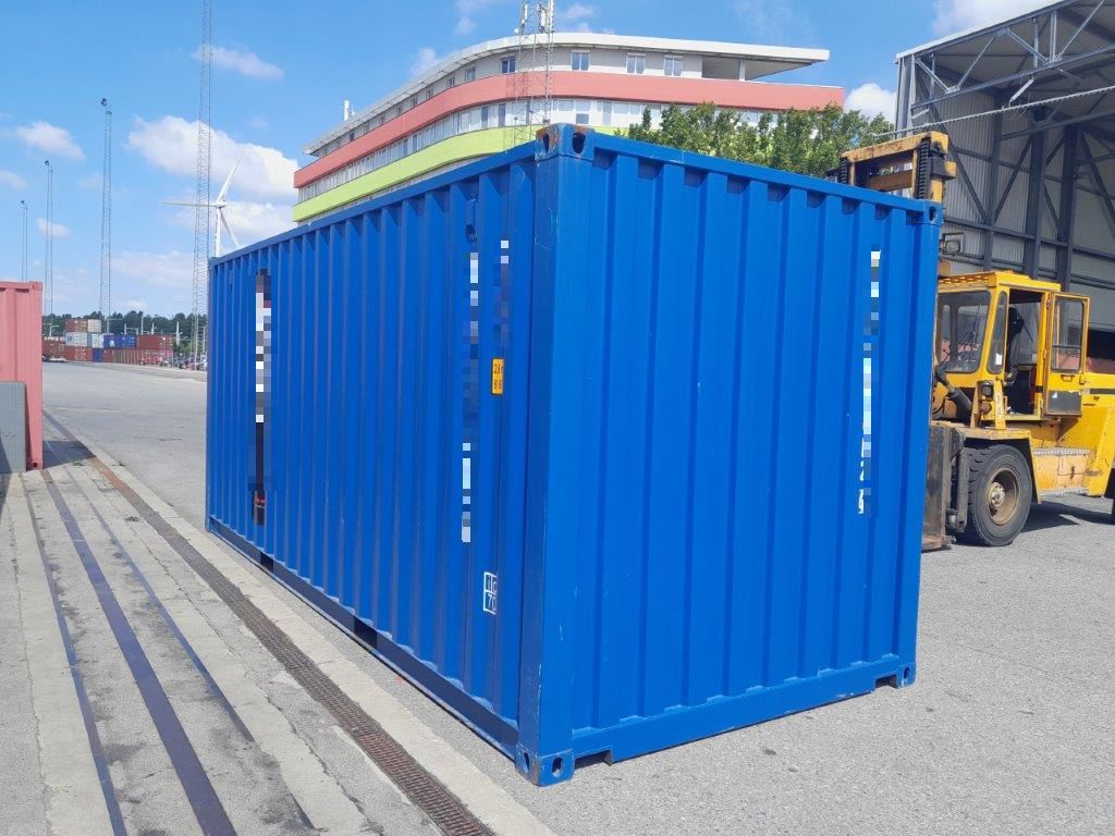 20 Fuß ISO See- und Lagercontainer, RAL5010 enzianblau, Containernummer: PSXU257423-2