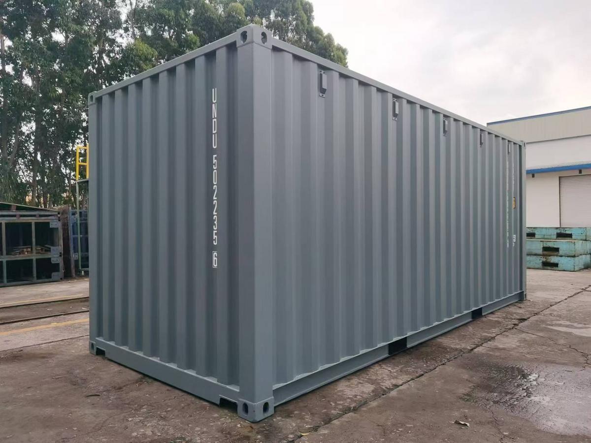 20 Fuß ISO See- und Lagercontainer, RAL7031 blaugrau, Containernummer: UNDU502183-2