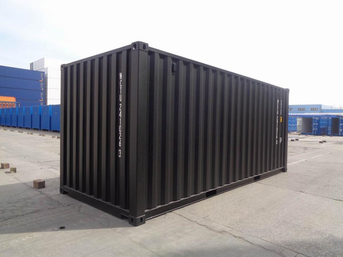 20 Fuß ISO See- und Lagercontainer, RAL9005 tiefschwarz, Containernummer: WCTU241025-8