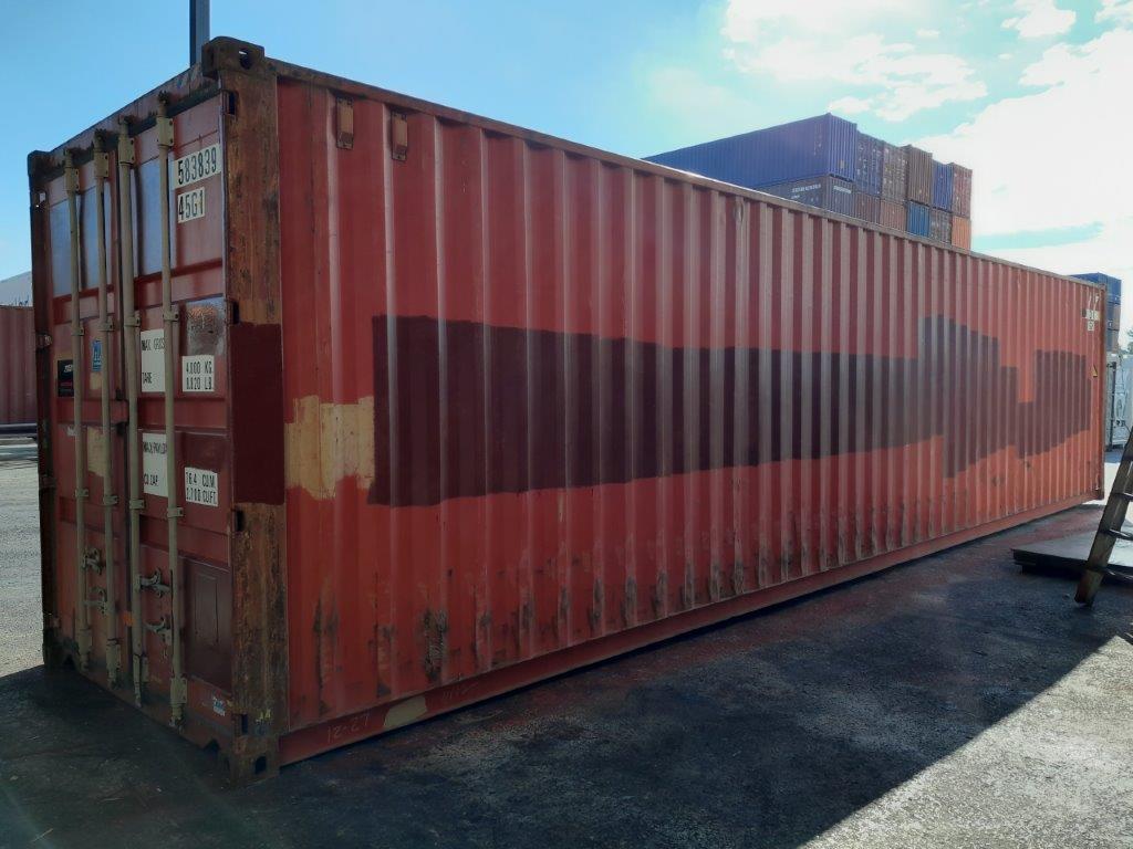 40 Fuß ISO See- und Lagercontainer, rot, Containernummer: XXXX583839-8?d=2024-11-14 23:54:48