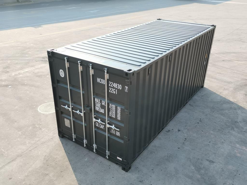 20 Fuß ISO See- und Lagercontainer, RAL 7021 schwarzgrau, Containernummer: MSOU243285-6