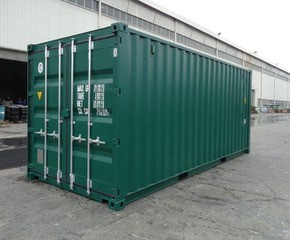 20 Fuß ISO See- und Lagercontainer, RAL 6005 moosgrün, Containernummer: PSXU255340-9