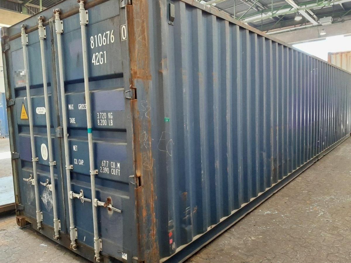 40 Fuß ISO See- und Lagercontainer, blau, Containernummer: XXXX810676-0