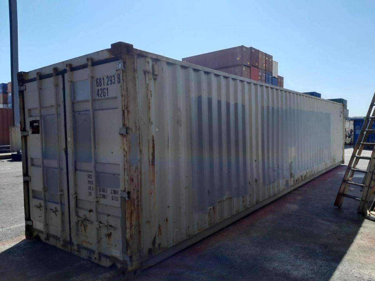 40 Fuß ISO See- und Lagercontainer, grau, Containernummer: XXXX681293-8