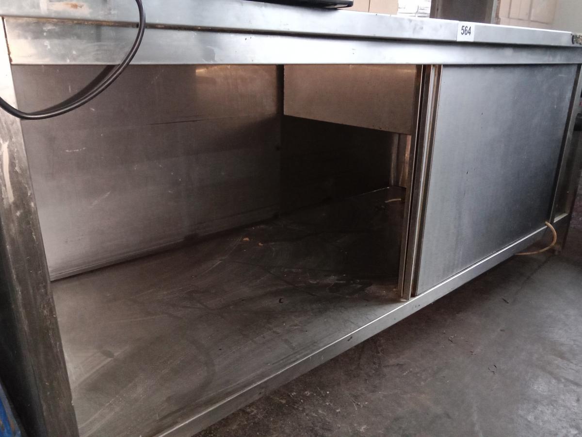 Edelstahl Arbeitsmodul inkl. Bain Marie und Wärmeschrank, 200x80x145cm