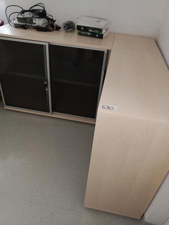 Eckkombination, Aktenschrank 100cm lang und 2 Ordner hoch, offenes Regal 80cm lang und 2 Ornder hoch