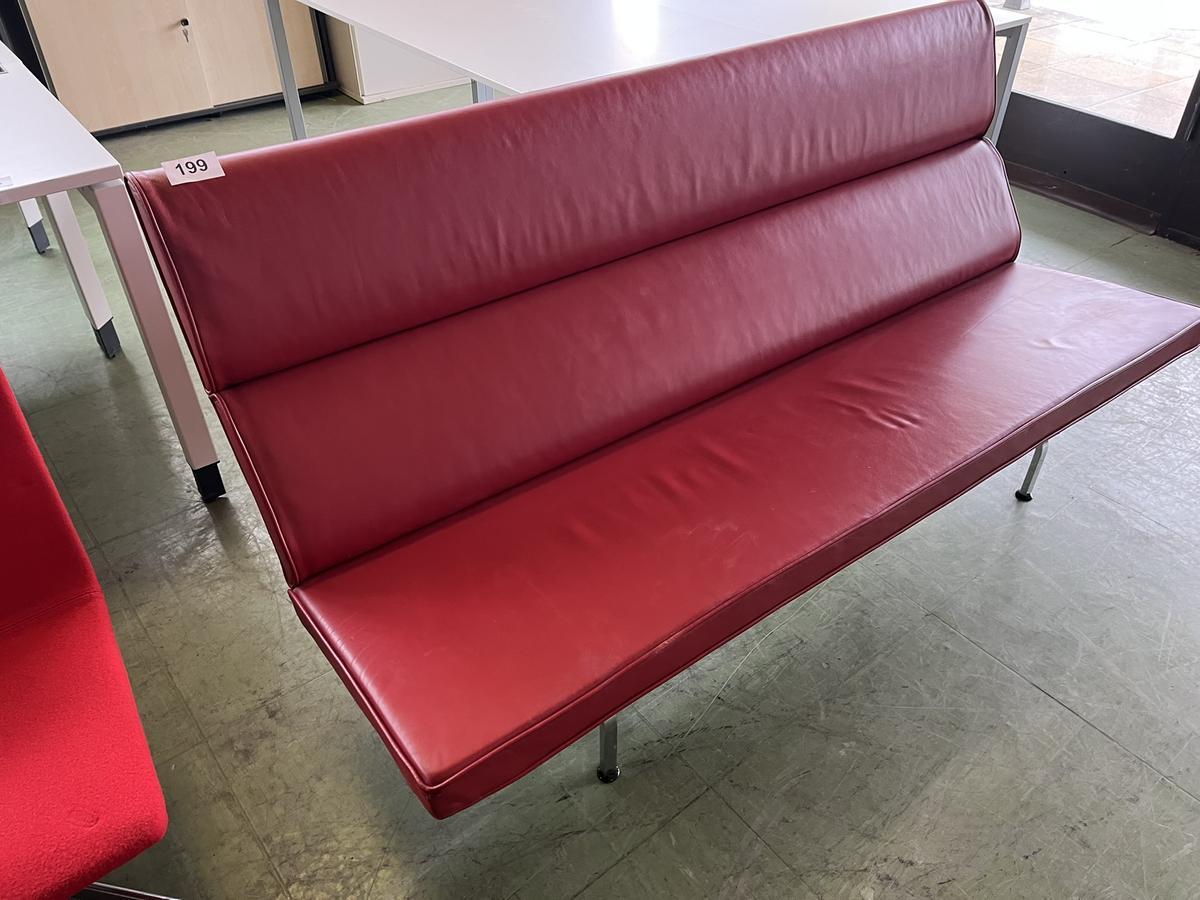 Designer Sitzbank rot / Leder 180x65 cm