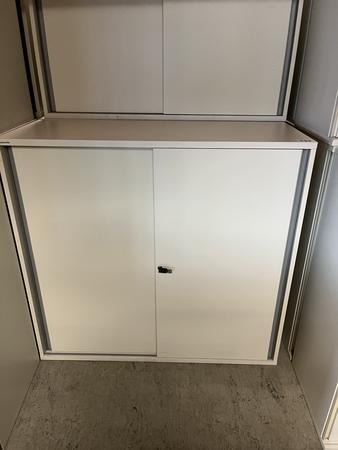 Neudrfler Aktenschrank, 120x45x112cm, mit Schiebetren, wei, 3 Ordnerhhen, mit Schlssel, Schrnke kontrolliert - top Zustand