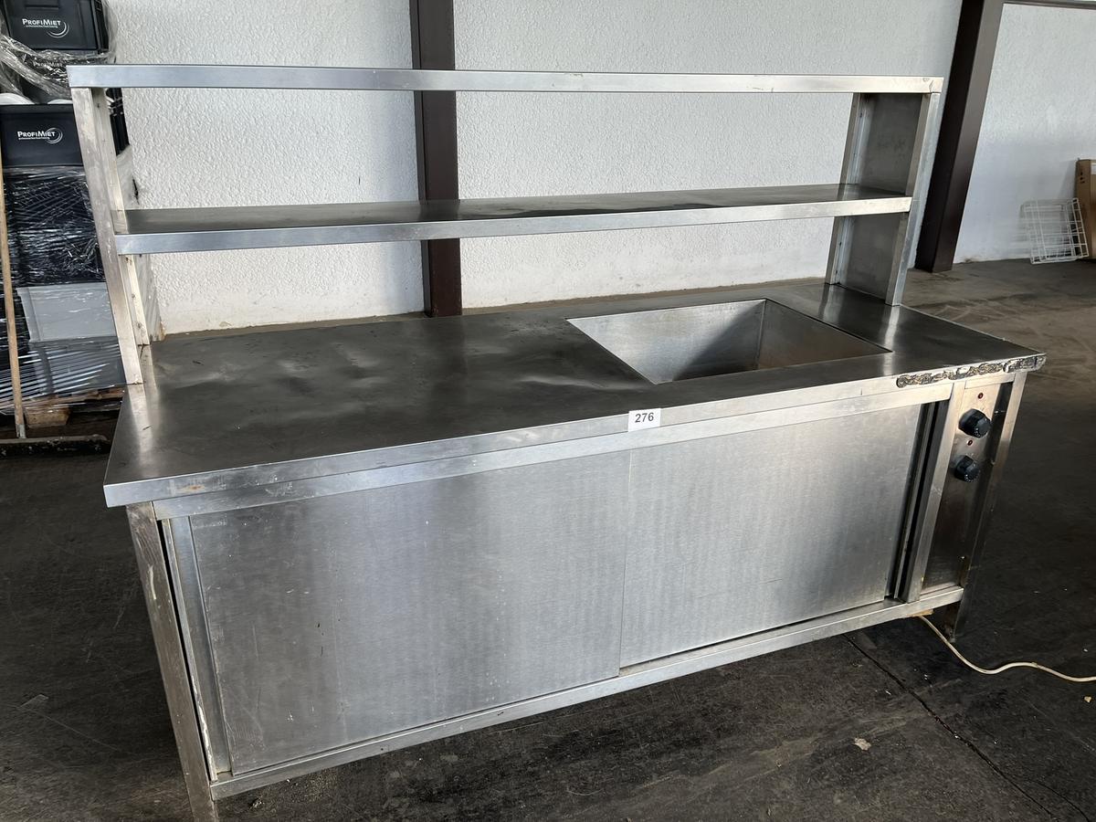 Edelstahl Arbeitsmodul inkl. Bain Marie und Wärmeschrank, 200x80x145cm