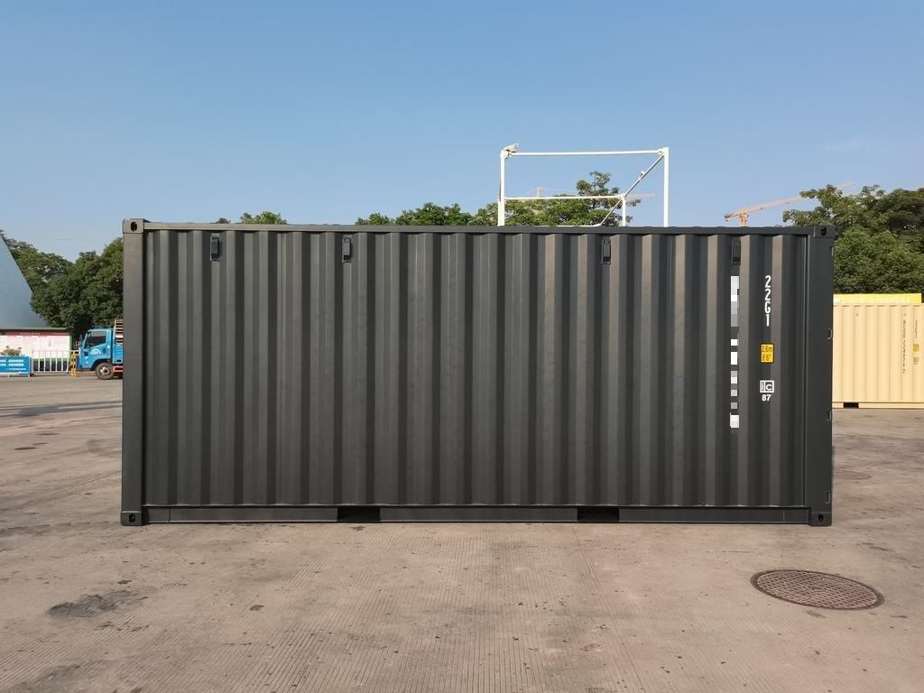 20 Fuß ISO See- und Lagercontainer, RAL 7021 schwarzgrau, Containernummer: MSOU243209-6