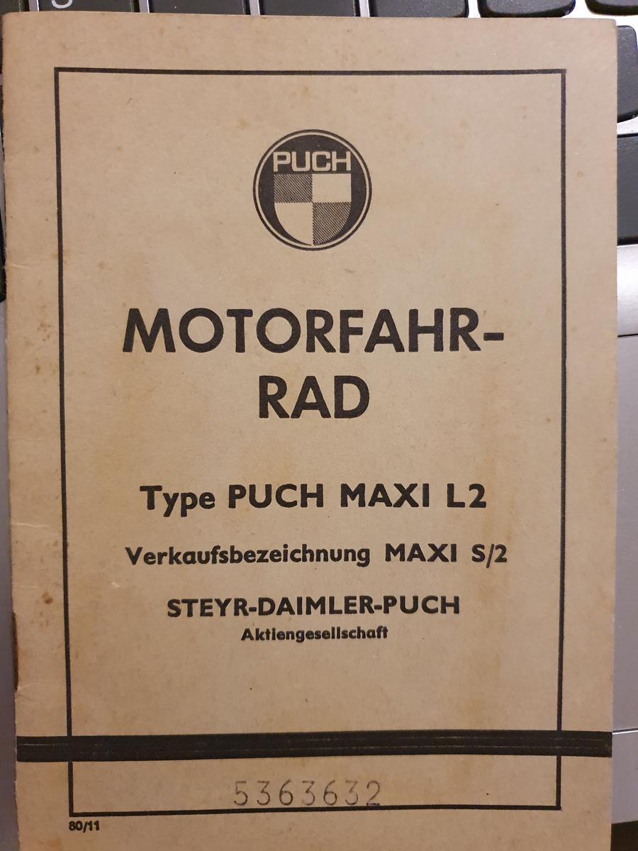 Typenschein Motorfahrrad Puch Maxi L2