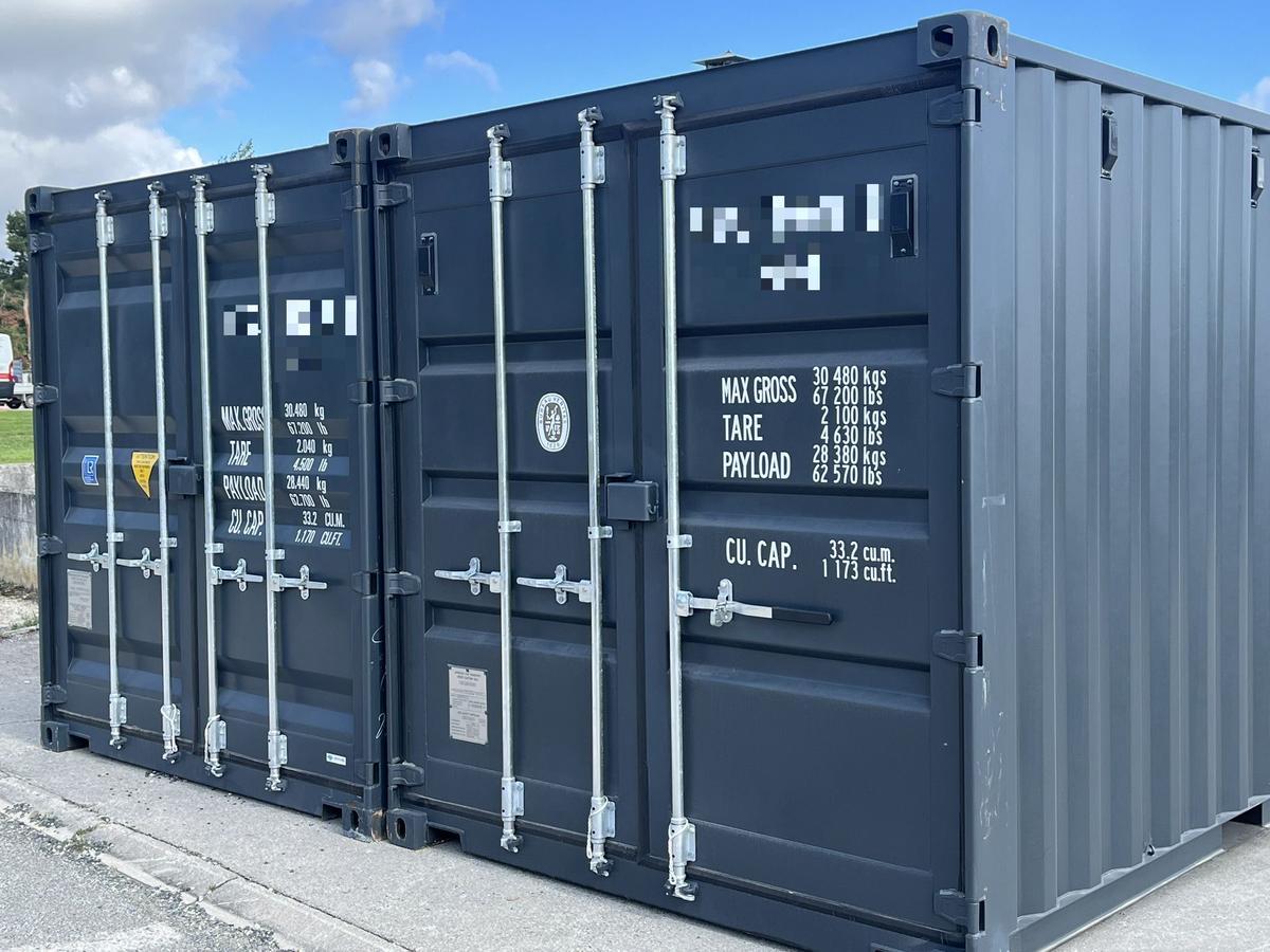 20 Fuß ISO See- und Lagercontainer, RAL 7016 anthrazit, Containernummer: UNDU108413-3