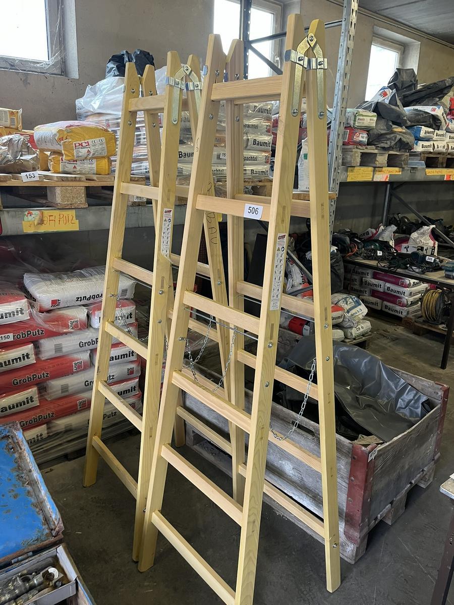 3 Stück Holzstehleitern 2 x neu 1 x gebraucht