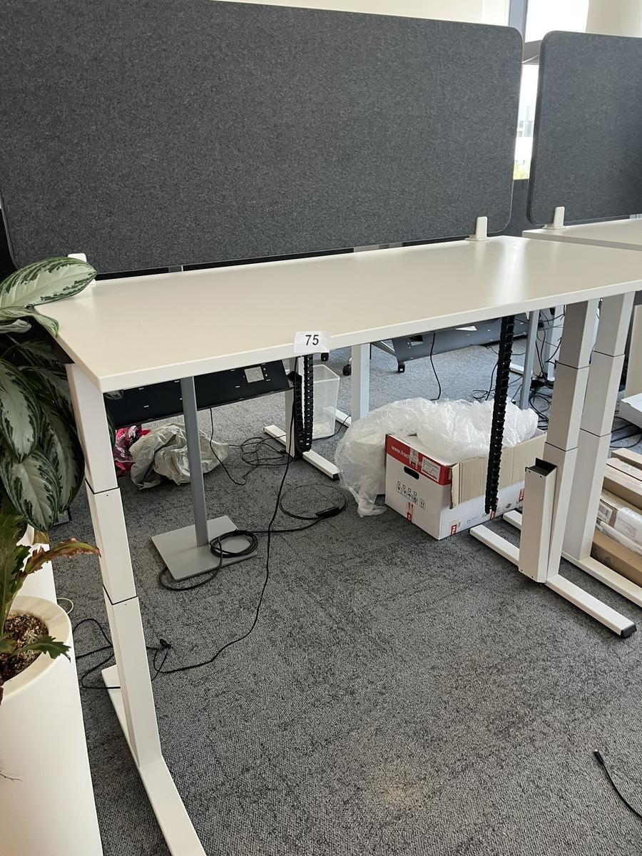 Sitz-,Steh-,Schreibtisch 160x80 cm , Steelcase elektrisch höhenverstellbar ca.65/120cm mit Sichtblende abnehmbar, Baujahr 2021