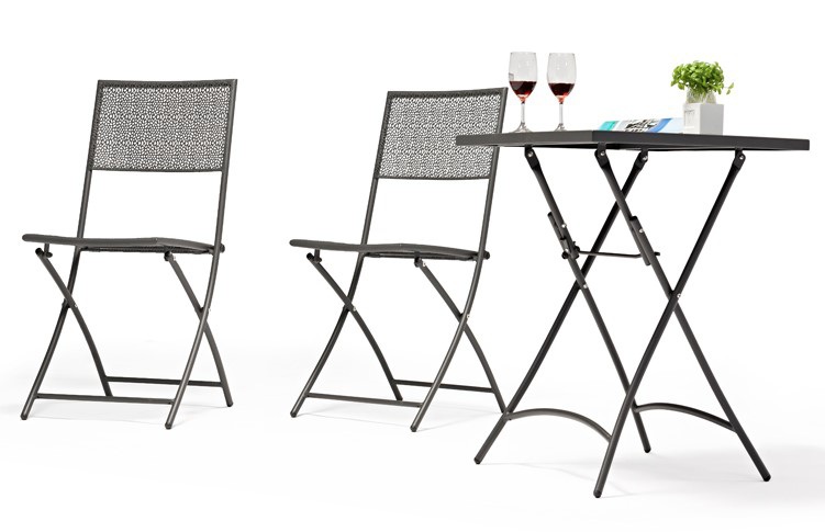 Balkonset Malaga 3-teilig (2 Sessel, 1 Tisch) grau, klappbar