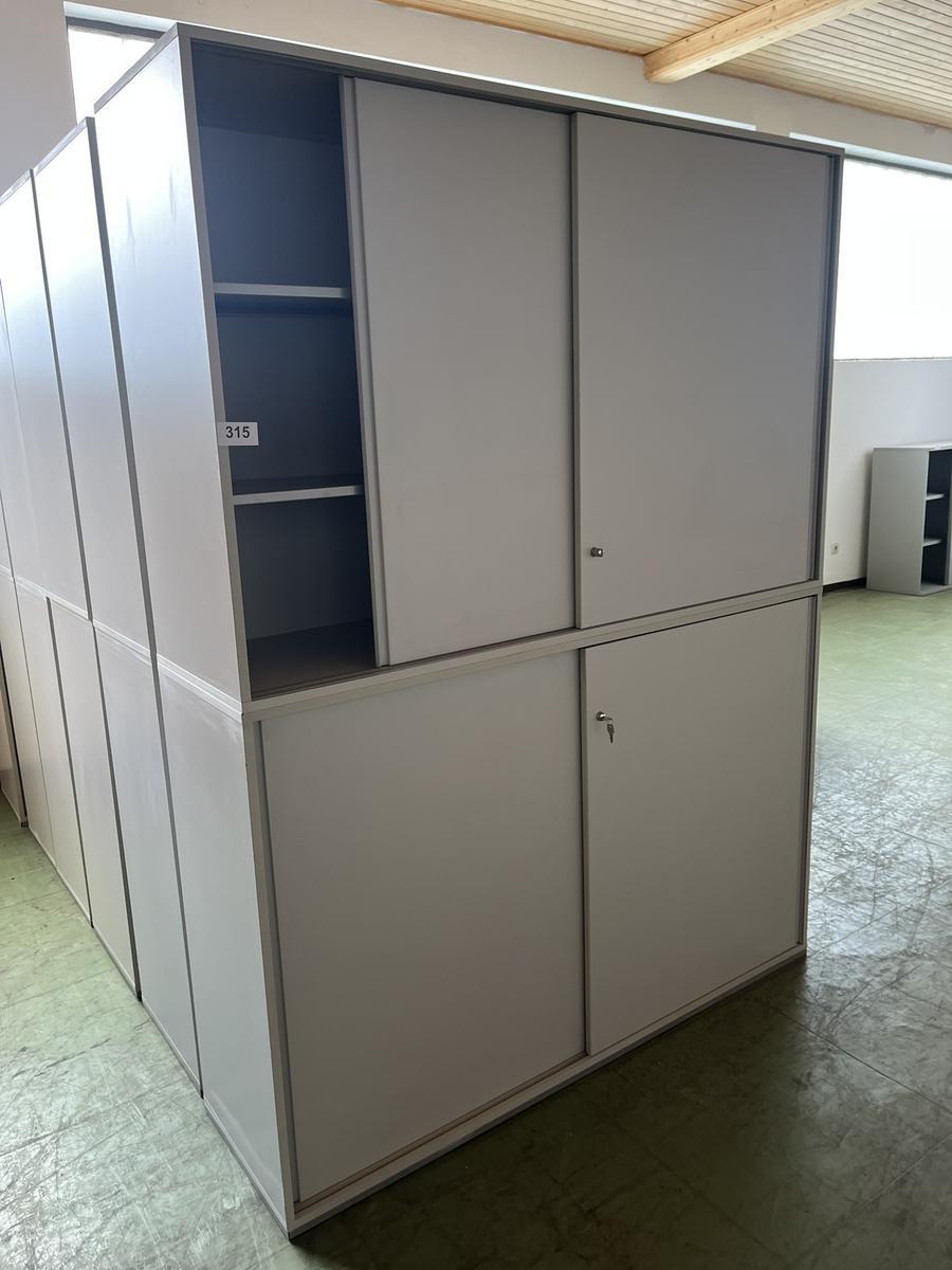 2 Stück Aktenschränke 160/110 cm mit Schiebetüre grau
