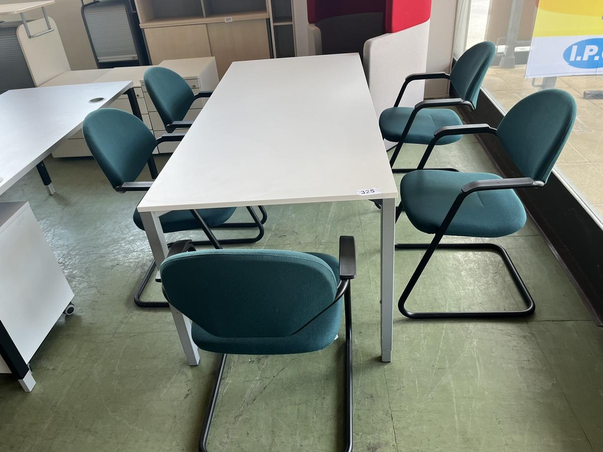 Besprechungstisch 180/80 cm mit 5 Stühlen grün