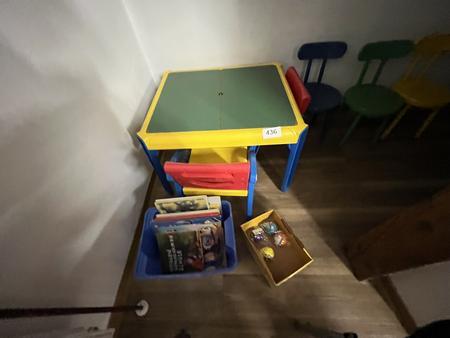 Kinderspielecke: Tisch, 3 Hocker, 2 Stühle, Kinderbücher+ Spielzeug Kinderspielecke: Tisch, 3 Hocker, 2 Stühle, Kinderbücher+ Spielzeug