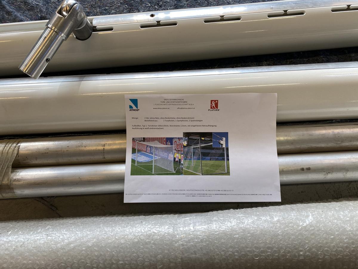 Fußballtor - Professional Typ1 7,32x2,44m Aluminium weiß lackiert