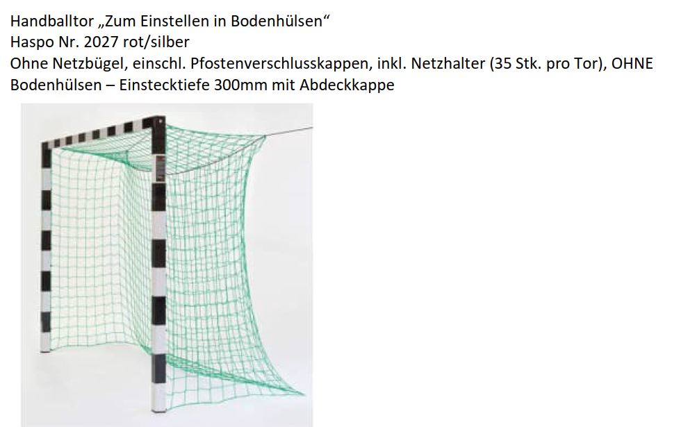 Handballtor 3x2m zum Einstellen in Bodenhülsen (nur Latten-/Pfostenkonstruktion - ohne Bodenhülsen)