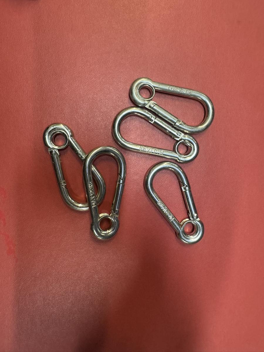 3 x 5 Stk. Feuerwehrkarabiner 60x6 verzinkt mit Öse