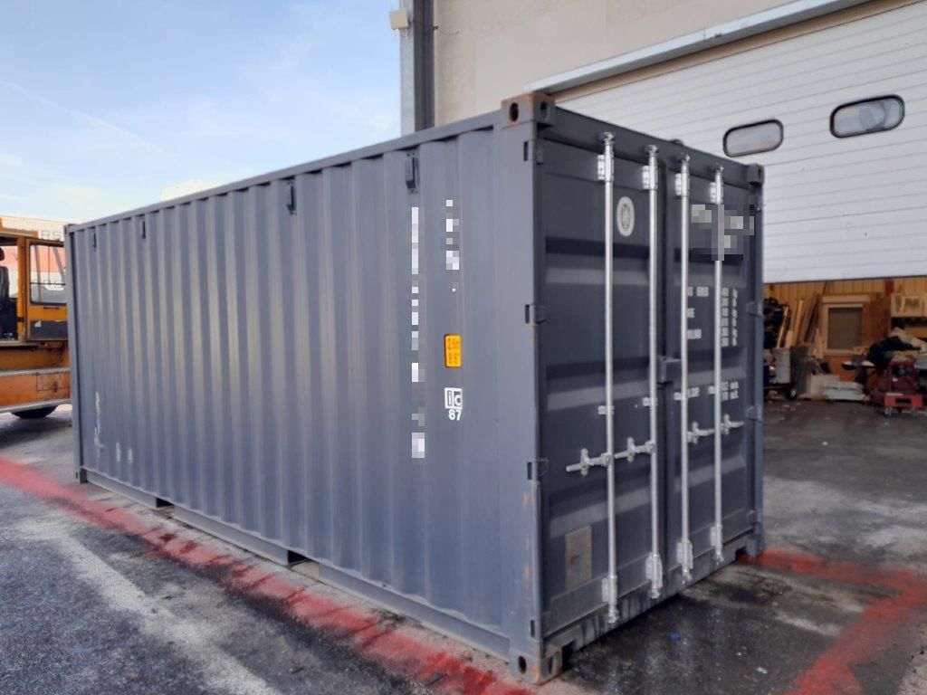 20 Fuß ISO See- und Lagercontainer, RAL7016 Anthrazitgrau, Containernummer: ICOU717197-6
