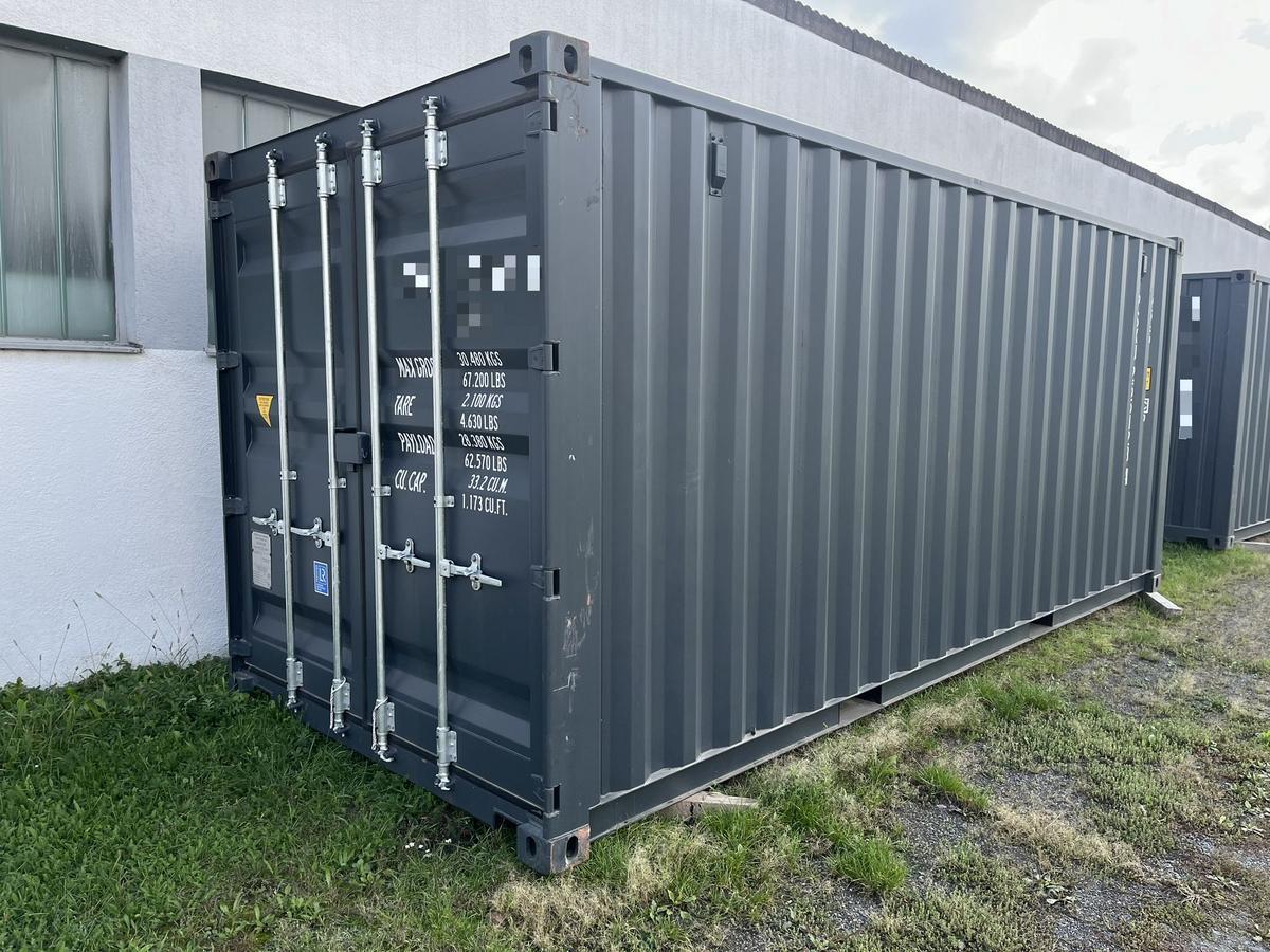 20 Fuß ISO See- und Lagercontainer, RAL7016 Anthrazitgrau, Containernummer: UNDU217050-8