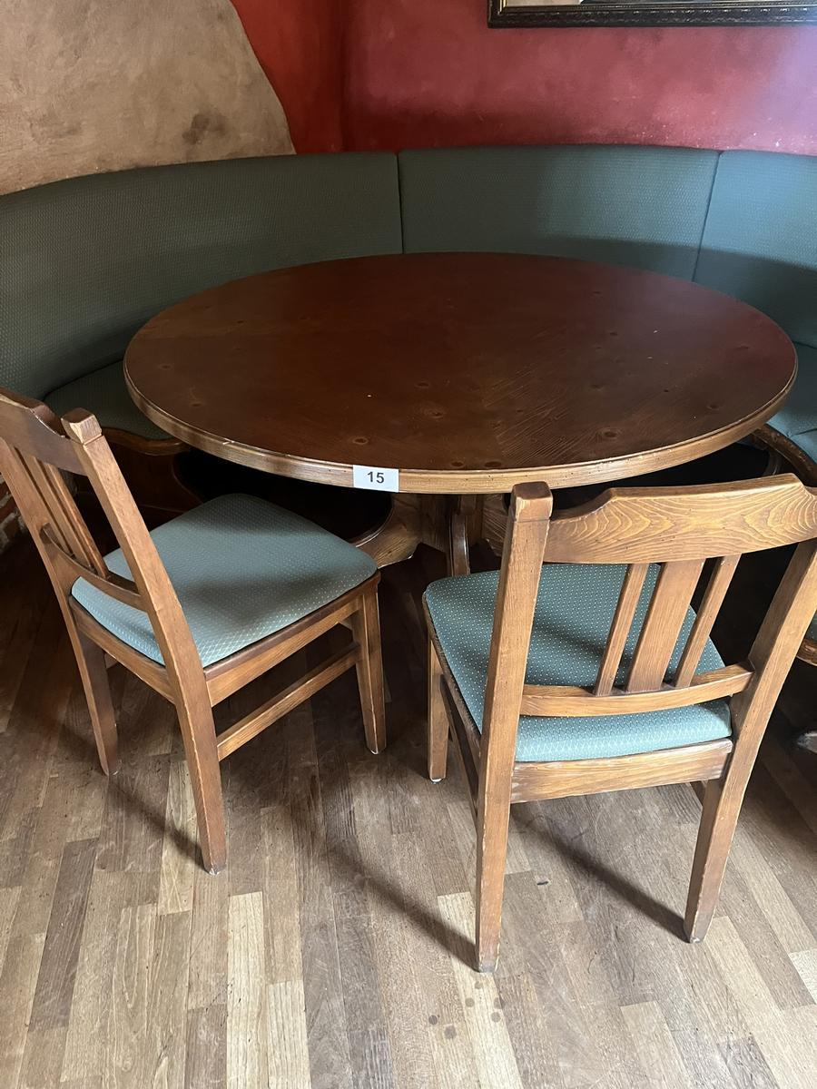 Massivholztisch 140 cm rund mit 2 Stühlen