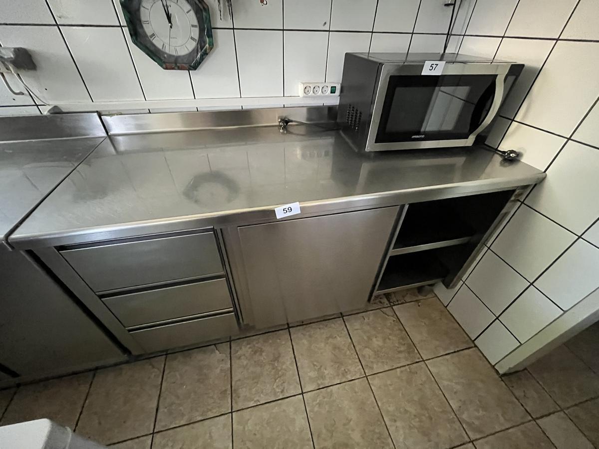 Edelstahl Arbeitspult mit 3 Laden und Schiebetüre ca. 160/70/87 cm?d=2025-06-13 20:13:38