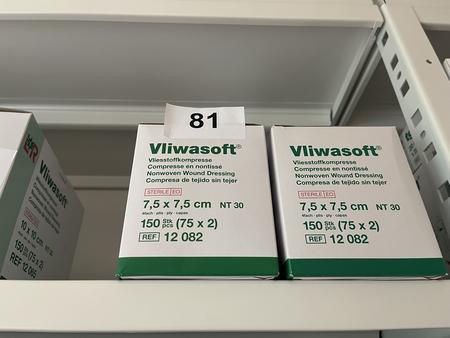 2 Packungen a 150 Stück Vliwasoft Vliesstoffkompresse 7,5 x 7,5 cm 2 Packungen a 150 Stück Vliwasoft Vliesstoffkompresse 7,5 x 7,5 cm