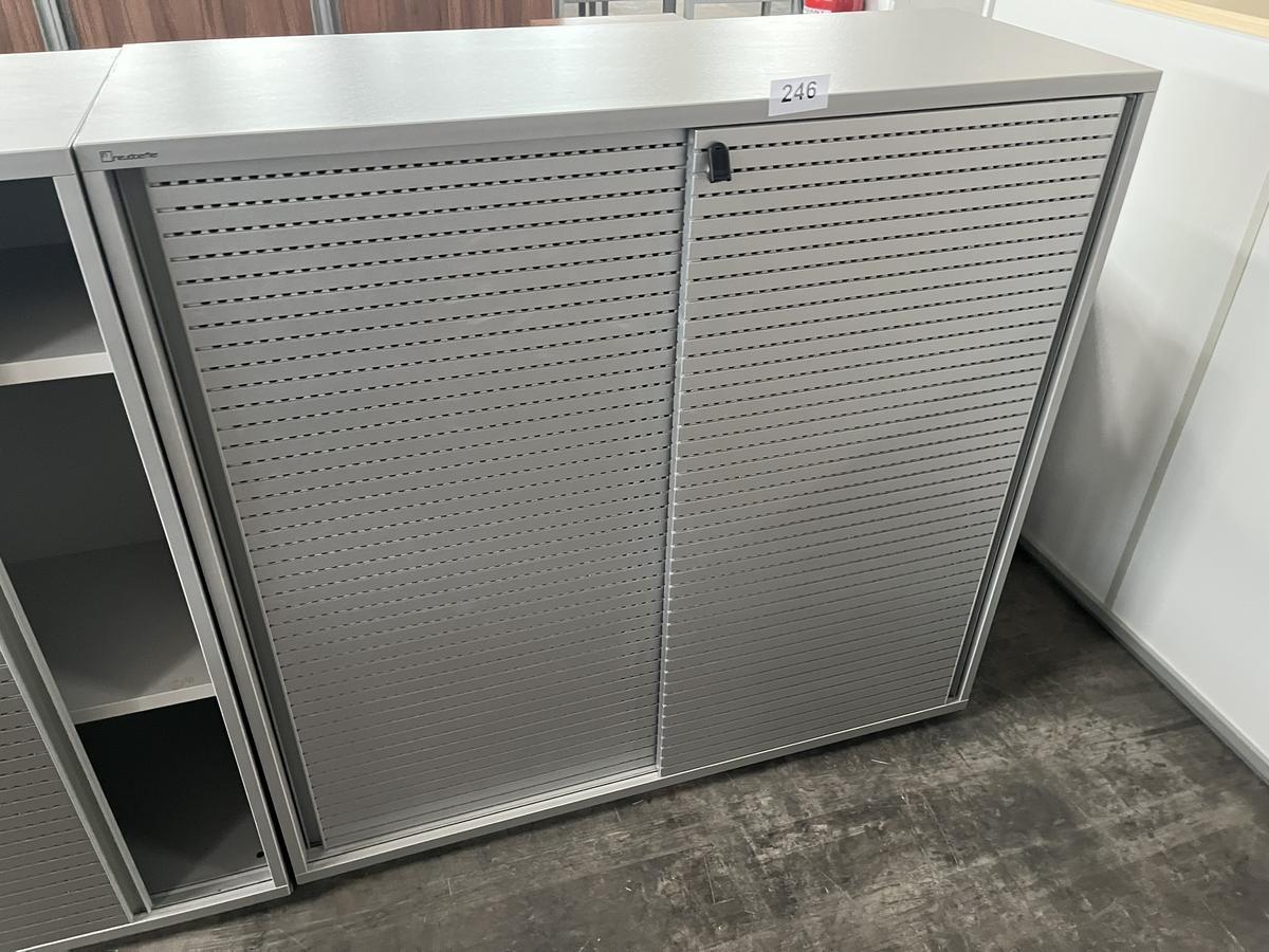 Neudörfler Aktenschrank mit Schiebetüre, grau, ca. 120x45x115cm