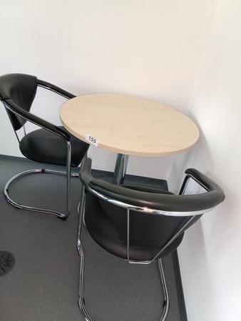 Besprechungstisch 80 cm Durchmesser mit 2 Lederstühlen Besprechungstisch 80 cm Durchmesser mit 2 Lederstühlen