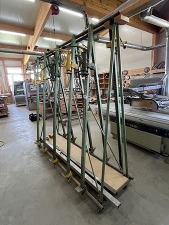Mobiler Verleimständer ca. 250 x 100 cm - Einspannhöhe 185 cm - 10 Stempel mechanisch Mobiler Verleimständer ca. 250 x 100 cm - Einspannhöhe 185 cm - 10 Stempel mechanisch