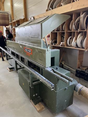 HOLZ HER Kantenanleimmaschine Typ 1408 - Kappaggregate vorne/hinten, Bündigfräsen 2x , Kleberstation Patrone -Kante: Massiv und Kunstoff HOLZ HER Kantenanleimmaschine Typ 1408 - Kappaggregate vorne/hinten, Bündigfräsen 2x , Kleberstation Patrone -Kante: Massiv und Kunstoff