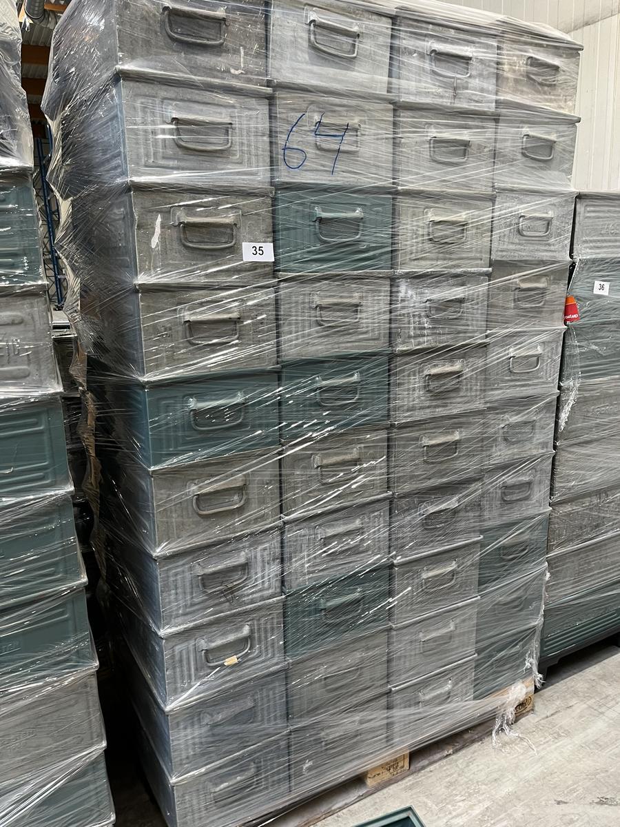 64 Stück Schäfer Sichtlagerboxen in Metall ca. 315/500/200 mm stapelbar