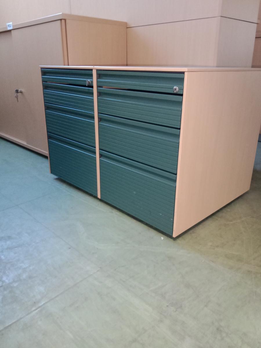2 Stk. Bene Rollcontainer, Buche, grün, ca. 45x60x60cm?d=2025-09-02 14:41:16