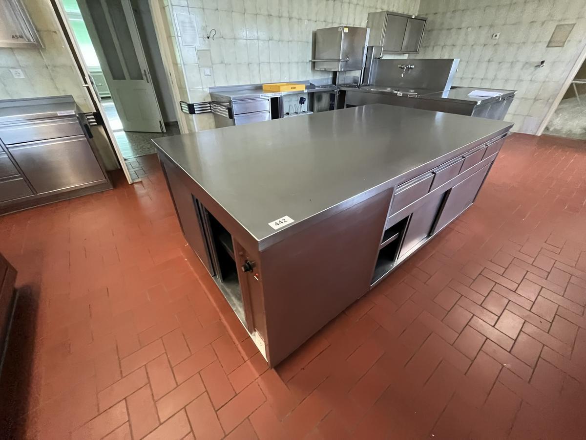 Küppersbusch Kochinsel 231/124/85 cm mit Wärmeschrank, 4 Auszugsladen,Unterbau mit Schiebetüren