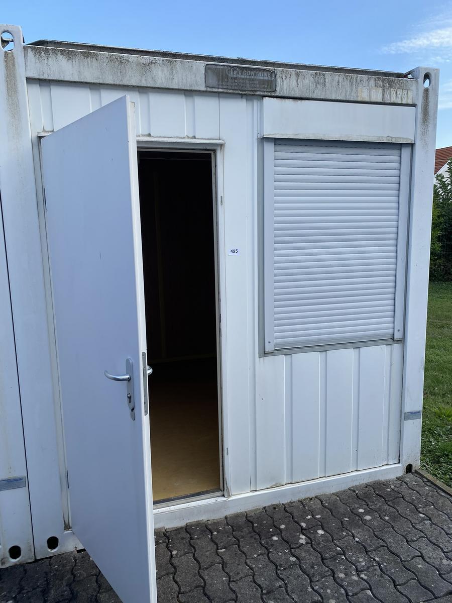 Containex Bürocontainer 300/240/260 cm, 1 Türe, PVC Bodenbelage, Boden kaputt - Wasserschaden, 1 Stk. Fenster mit Rollo, E Installation, Baujahr 2000