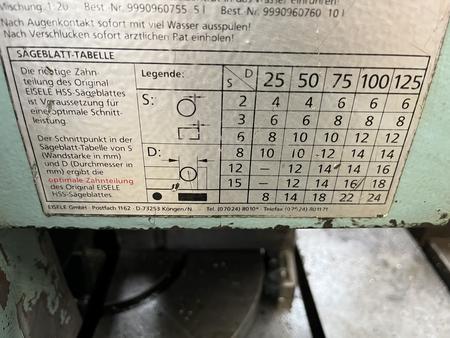 EISELE VMS 350 Metallkreissge mit Messystem und 2 Zulauftischen