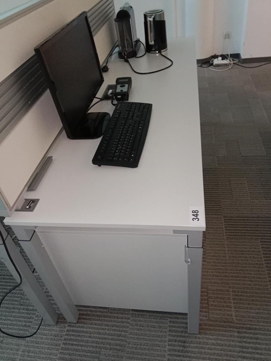 Steelcase Beistelltisch, weiß, ca. 180x60cm, mit Rückwand
