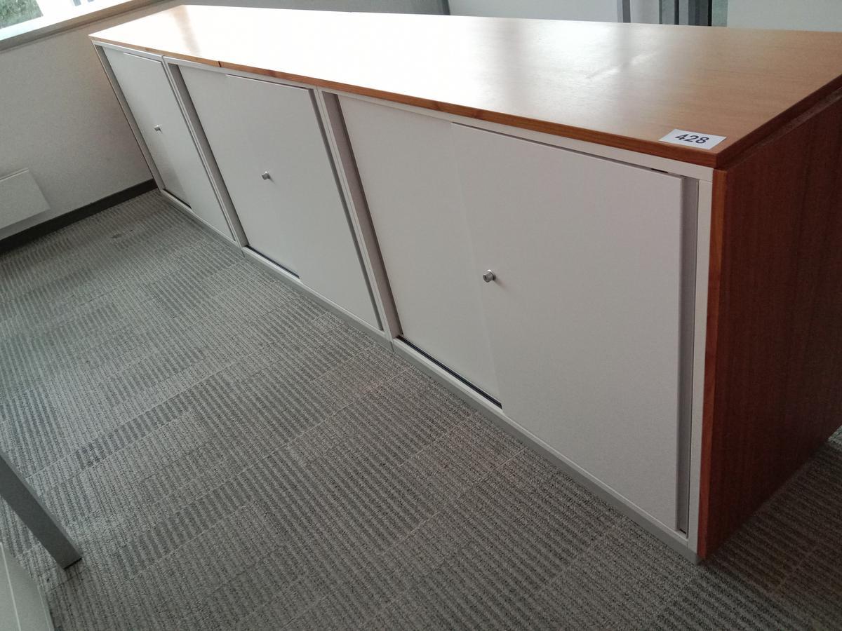 3teilige Aktenschrankkombination, Steelcase, weiß, je 100cm lang und 2 Ordner hoch